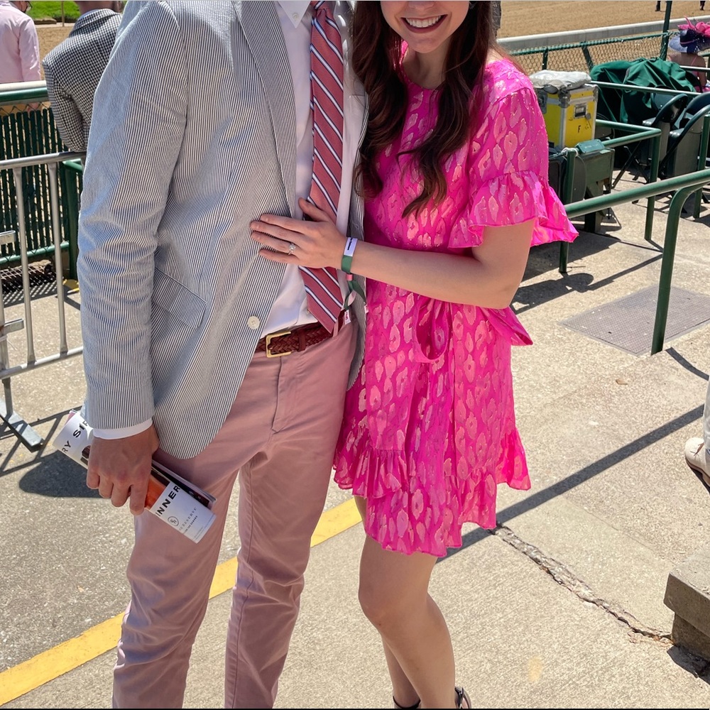Lilly Pulitzer Hot Pink Patterned Ruffle Short Dress
